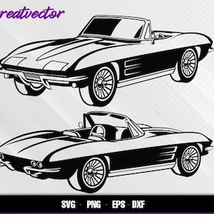 Corvette cabriolet C2 l EPS - SVG - PNG - Dxf l Vektorgrafik