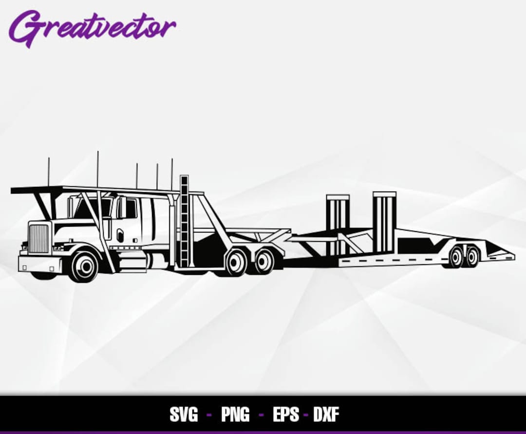 Car Carrier Trailer Truck EPS SVG PNG Dxf Vector Art Etsy