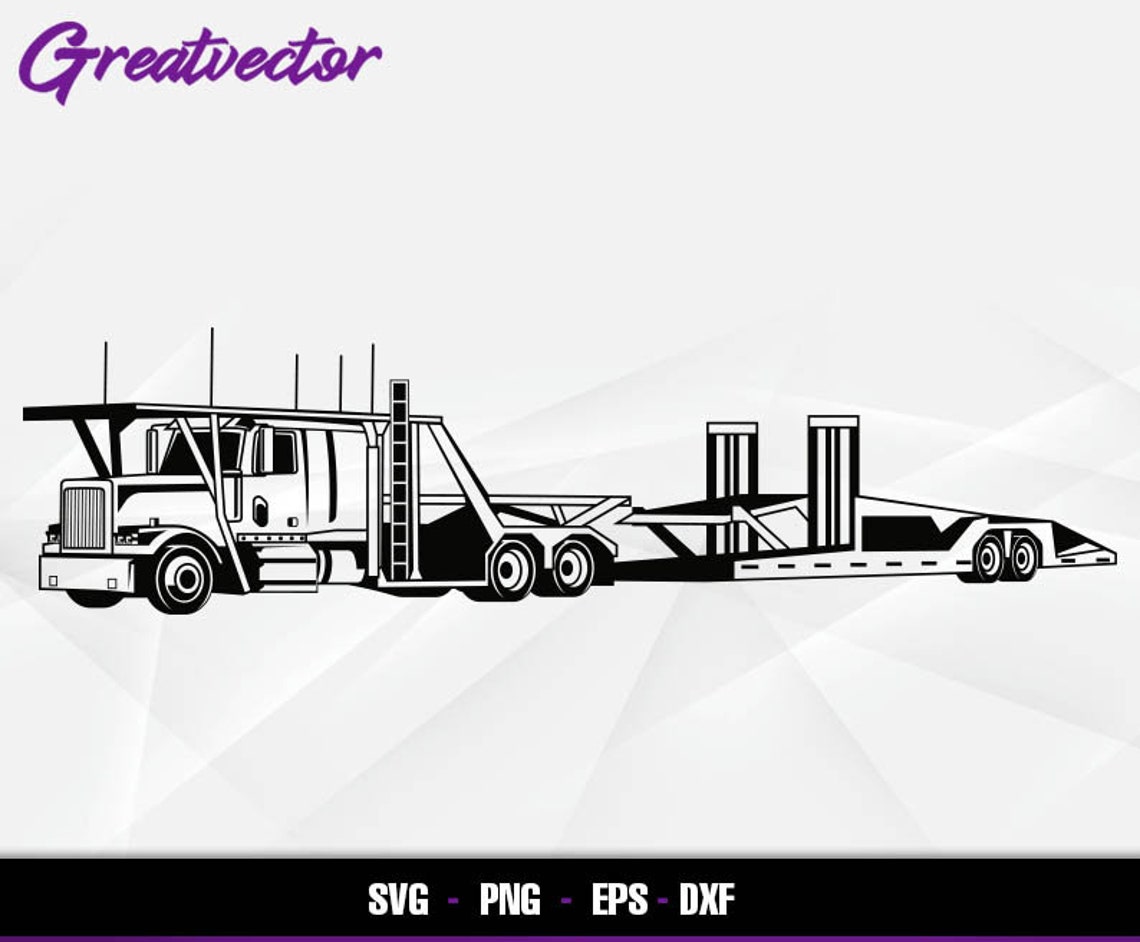 Car Carrier Trailer Truck EPS SVG PNG Dxf Vector Art Etsy