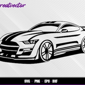 Mustang shelby Gt 500 l EPS - SVG - PNG - Dxf l Vector Art