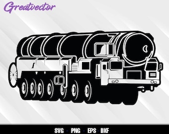 RT-2UTTH Topol-M Military Missile Transport Truck Svg Png Eps Dxf | Heavy Tactical Vehicle Clipart for Cricut and Silhouette
