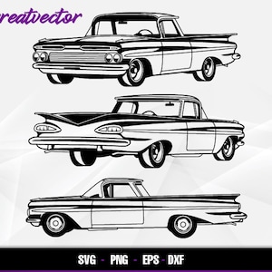 1959 El Camino Pick up l EPS - SVG - PNG - Dxf l Vector Art