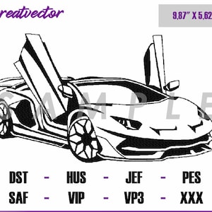 Lambo Scissor Doors l DST - PES - EXP l Embroidery Art