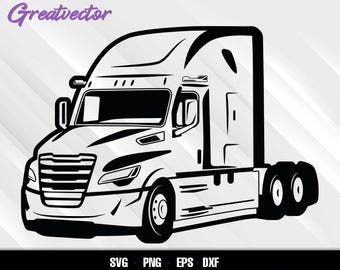 Cascadia 2025 Modern Semi Truck Svg Png Eps Dxf | Aero Big Rig Front View Clipart for Cricut and Silhouette