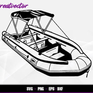 Dinghy Raft Boat l EPS - SVG - PNG - Dxf l Vector Art