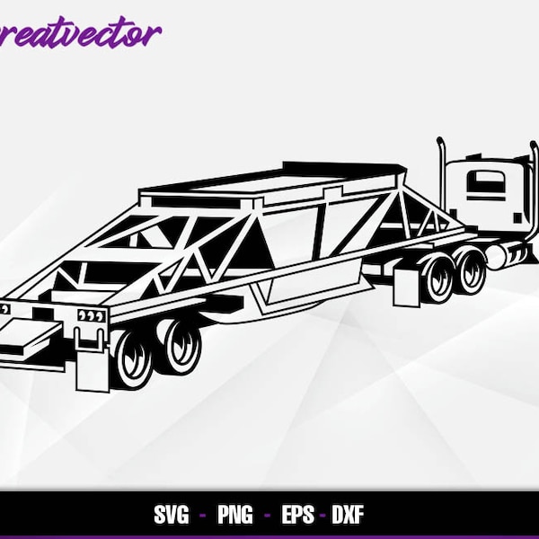 Belly Tipper Truck - Bottom Dump Truck - EPS - SVG - PNG - Dxf l Vector Art