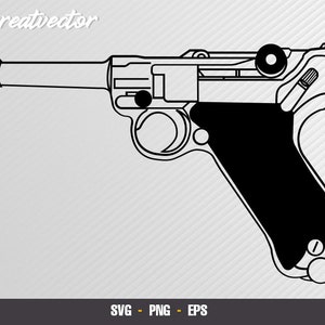 Puede incluir: Un dibujo en blanco y negro de una pistola con un botón de liberación del cargador y una palanca de seguridad.