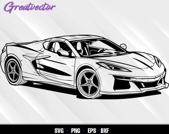 Corvette E-Ray 2024 - EPS - SVG - PNG - Dxf Vector File