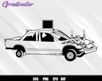 Mid size demolition derby car svg PNG DXF EPS | cricut silhouette cut file