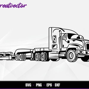 Lowboy Anhänger Truck l EPS - SVG - PNG - Dxf l Vector Art