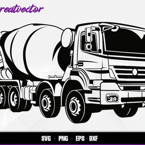 Cement mixer truck l EPS - SVG - PNG - Dxf l Vector Art