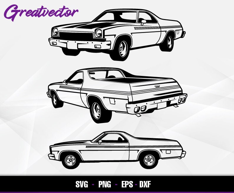 1973 El Camino Ss Pick up L EPS SVG PNG Dxf L Vector Art Etsy Hong Kong