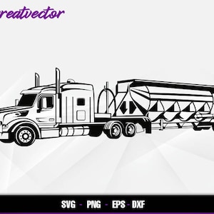 Dry Bulk / Pneumatic Tank trailer l EPS - SVG - PNG - Dxf l Vector Art