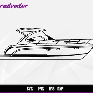 Performance Cruiser Boat l EPS - SVG - PNG - Dxf l Vector Art