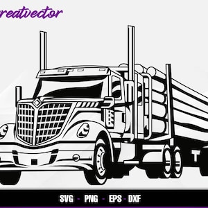 Logging Truck l EPS - SVG - PNG - Dxf l Vector Art