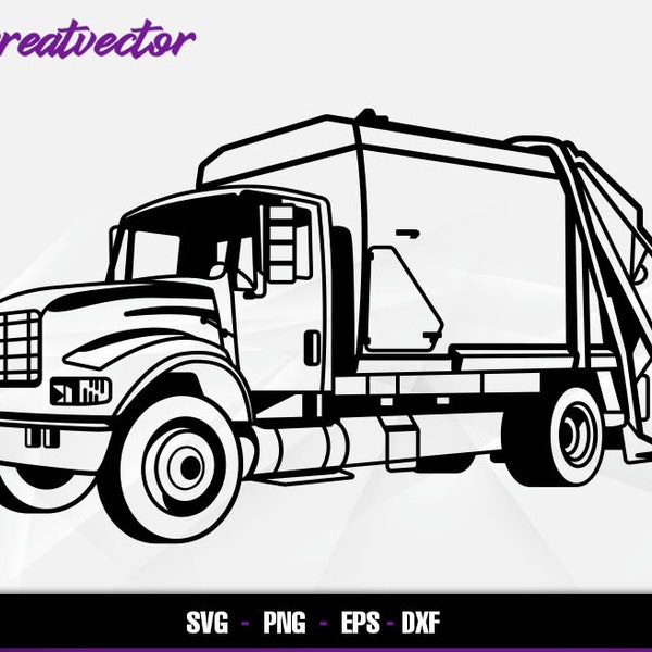 Garbage truck l EPS - SVG - PNG - Dxf l Vector Art