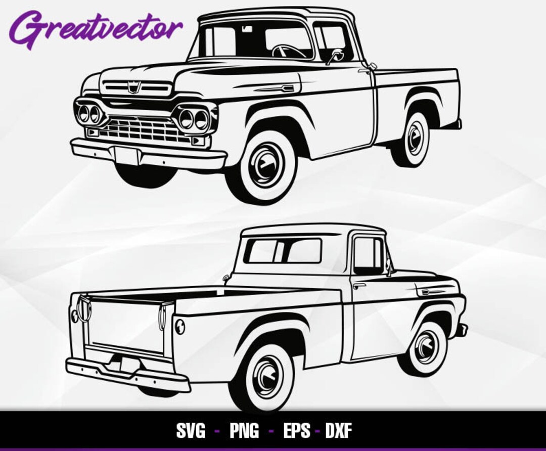 1960 Pickup F100 L EPS - SVG - PNG - Dxf L Vector Art - Etsy