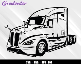 2025 T680 Semi Truck Svg Png Eps Dxf | Modern Big Rig Clipart for Cricut and Silhouette