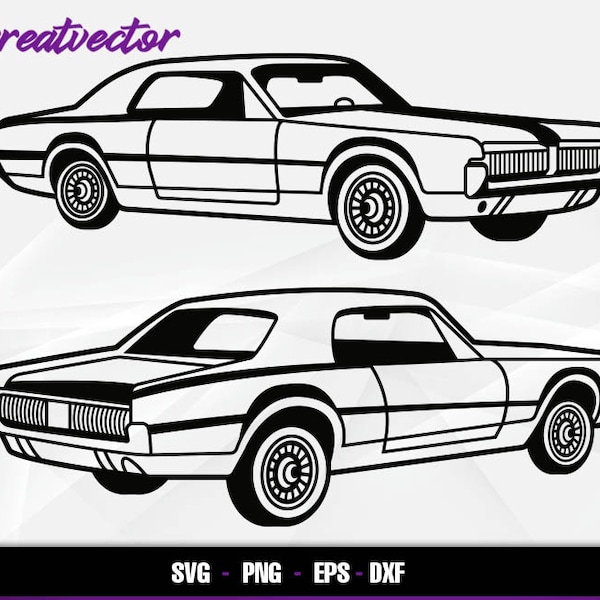 1967 Mercury Cougar l EPS - SVG - PNG - Dxf l Vector Art