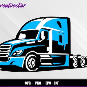 Cascadia Semi Truck l EPS - SVG - PNG - Dxf l Vector Art