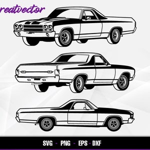 1970 El Camino ss odebrać l EPS-SVG-PNG-DXF l grafika wektorowa