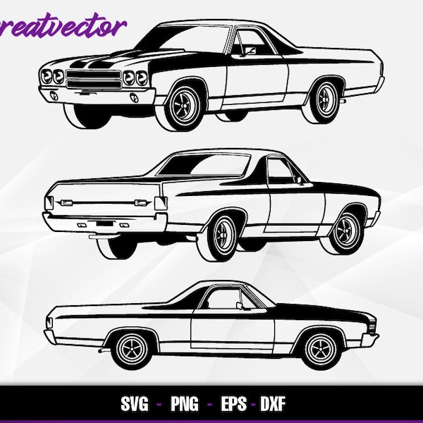 1970 El Camino ss Pick up l EPS - SVG - PNG - Dxf l Vector Art