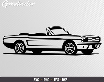 1965 Mustang convertible EPS SVG DXF Png Vector art