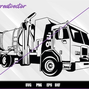 Side Load Garbage Truck Svg Png Eps Dxf | Sanitation Vehicle Clipart for Cricut and Silhouette
