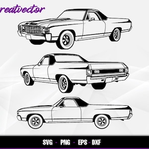 1971 El Camino ss Pick up l EPS - SVG - PNG - Dxf l Vector Art