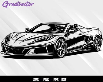 Corvette C8 Convertible - EPS - SVG - PNG - Dxf Vector File