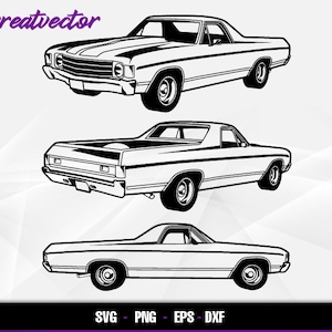 1972 El Camino ss Pick up l EPS - SVG - PNG - Dxf l Vector Art