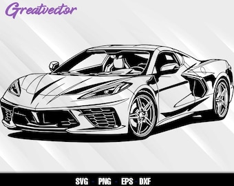 C8 Coupe Stingray 2LT 2024 - EPS - SVG - PNG - Dxf Vector File