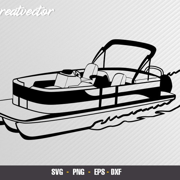 Pontoon boat l EPS - SVG - PNG - Dxf l Vector Art
