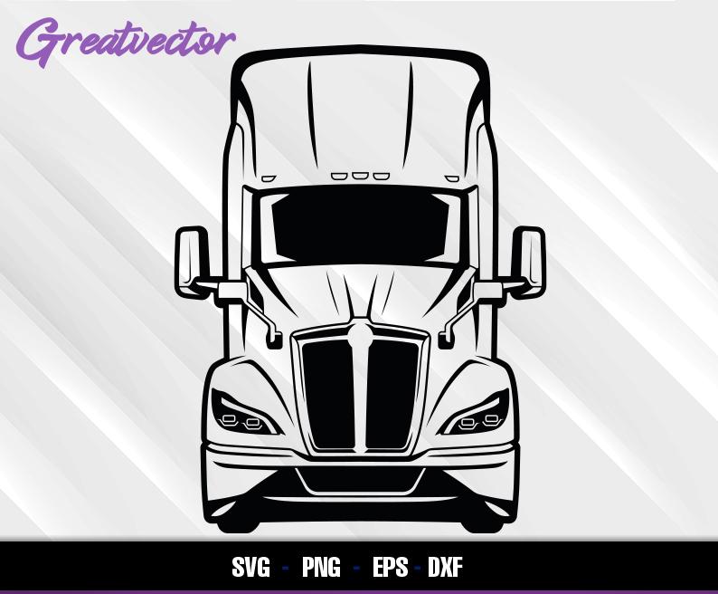 2025 T680 Semi Truck Front View Svg Png Eps Dxf | Big Rig Clipart for Cricut and Silhouette