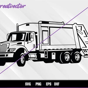 Rear Loader Garbage Truck Svg Png Eps Dxf | Sanitation Clipart for Cricut and Silhouette | Trash Day Design