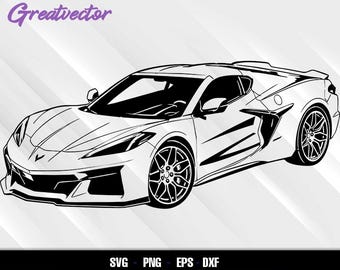 Corvette Z06 2023 - EPS - SVG - PNG - Dxf Vector File