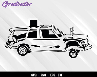 Mid size Derby Car SVG | Demolition Car Clipart | Crashed Car Silhouette Vector for Cricut and Laser Cut Files