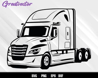 Gen 5 Cascadia Semi Truck Svg Png Eps Dxf | Modern Big Rig Clipart for Cricut and Silhouette