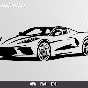 Corvette convertible C8 2021 - EPS - SVG - PNG - Dxf  Vector File
