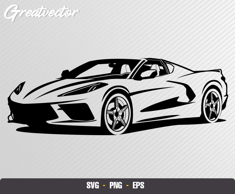 Corvette convertible C8 2021 - EPS - SVG - PNG - Dxf Vector File