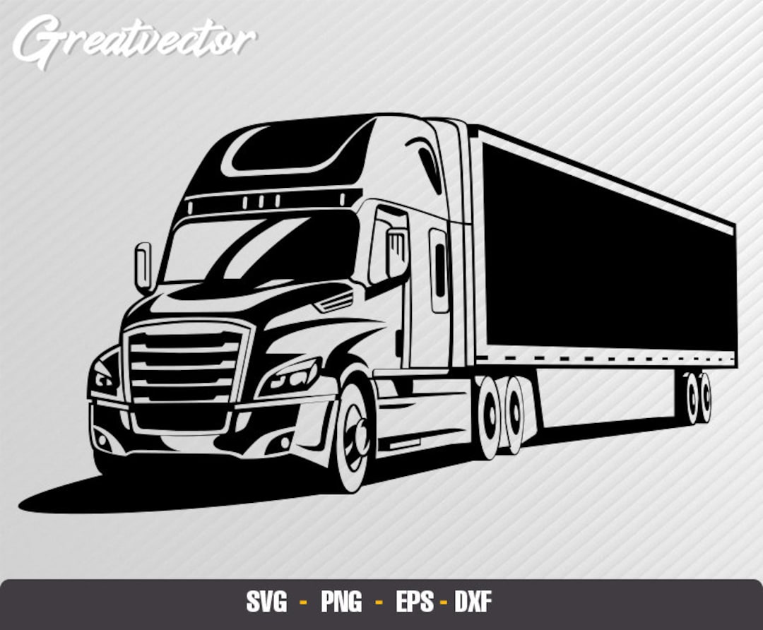 Cascadia Full Truck 18 Wheeler L EPS - SVG - PNG - Dxf L Vector