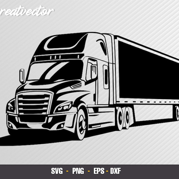 Cascadia Full truck 18 wheeler l EPS - SVG - PNG - Dxf l Vector Art