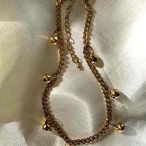 Gold Anklets with Bells for Women, Gold Chain Anklets, Cambodian Jewelry, Cambodian Anklet, Anklets with Charms, Khmer Anklet