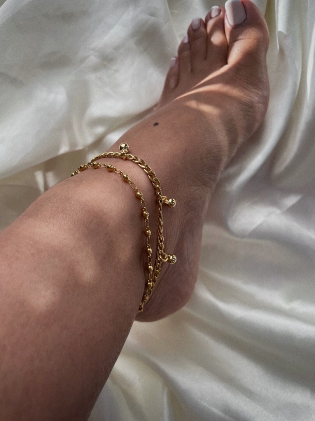 Gold Anklets With Bells for Women / Gold Chain Anklets / Cambodian Jewelry / Cambodian Anklet