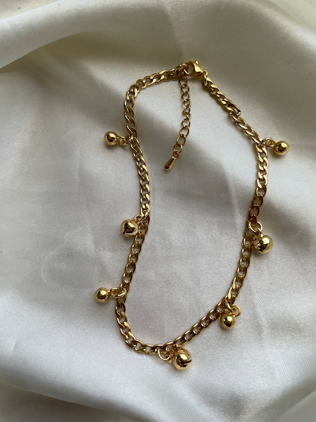 Gold Anklets With Bells for Women, Gold Chain Anklets, Cambodian