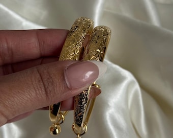 Cambodian Jewelry 24k Gold Plated Bracelet, Gift For Her, Bell Bracelets, Kada Bangles, Cambodian Bell Bracelet, Asian Gold