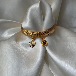 Gold Toddler Bangle, Toddler Bell Bangle, Cambodian Jewelry 24k Gold Plated Bracelet, Kada Bangles, Cambodian Bracelet with Bells