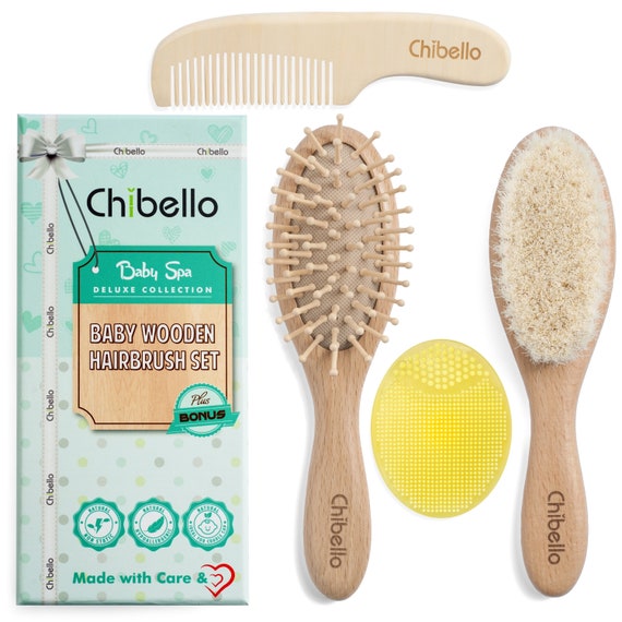  Baby Hair Brush and Comb Set for Newborn - Wooden Baby Hair  Brush Set with Soft Goat Bristle, Baby Brush Set for Newborns, Baby Brush  and Comb Set Girl,Toddler Cradle