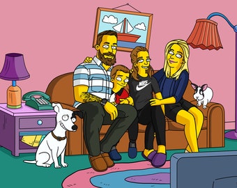 Simpsons Portrait Simpsons Family Portrait Custom Simpsons Etsy