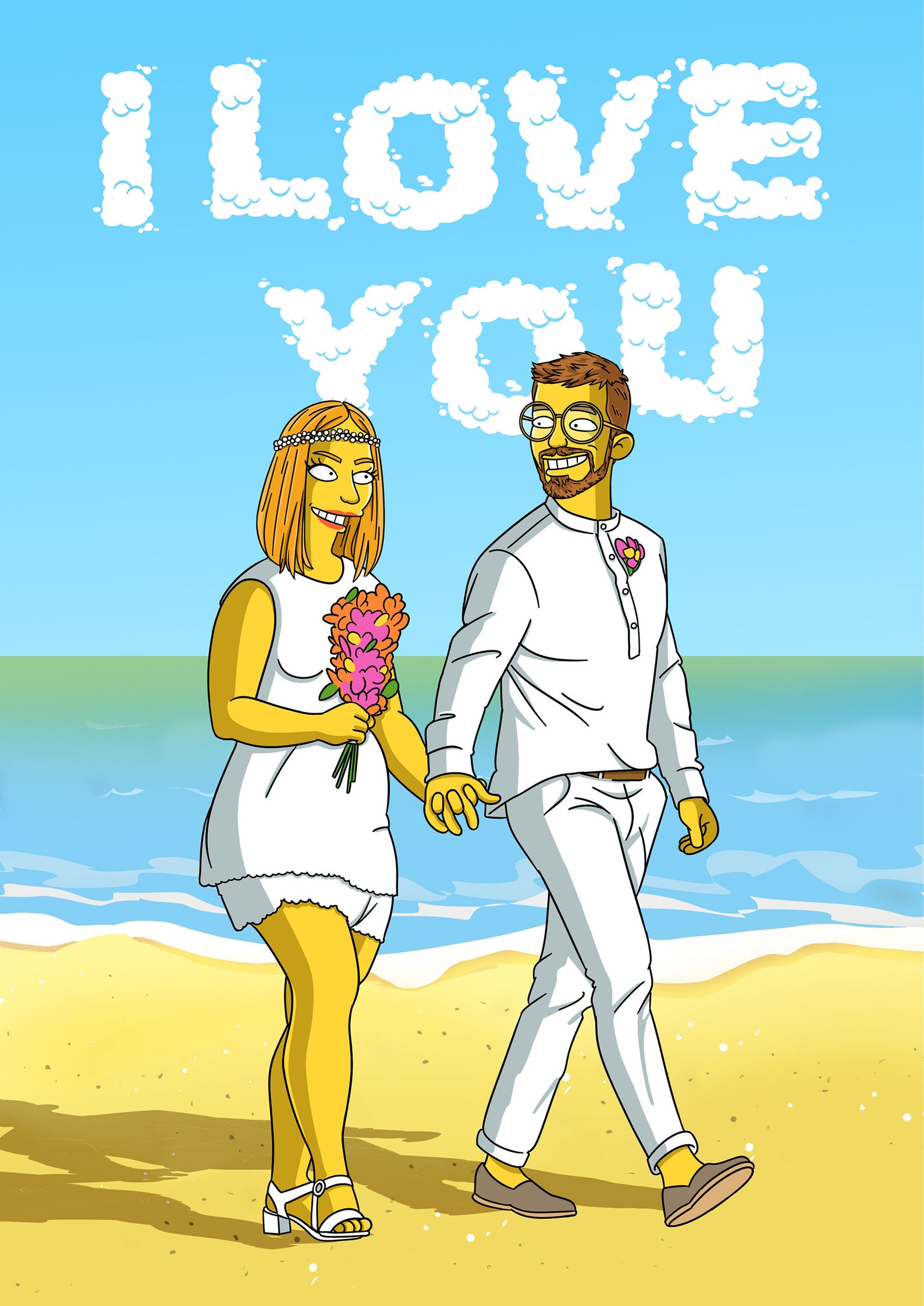 Custom Wedding Anniversary Portrait Simpsons Couple Portrait Etsy